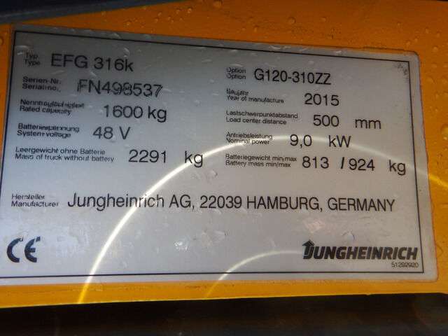 Carrello elevatore JUNGHEINRICH EFG 316k DUPLEX 4. Ventilsteuerung - Photo 14